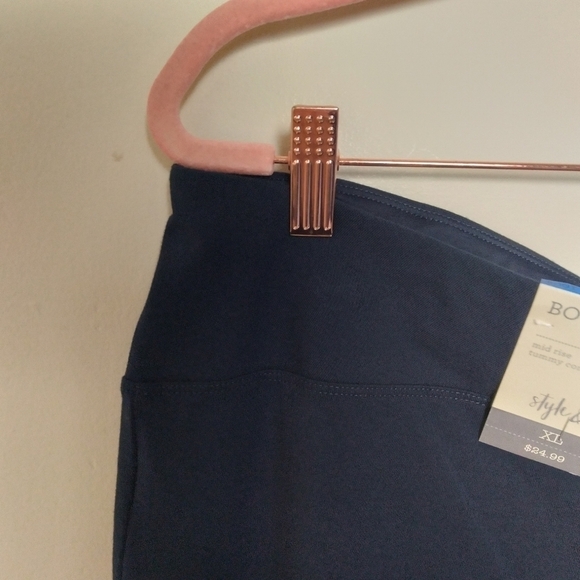 Style & Co Navy Blue Mid Rise Tummy Control Bootcut Ess Yoga Trousers Size XL - Picture 6 of 12